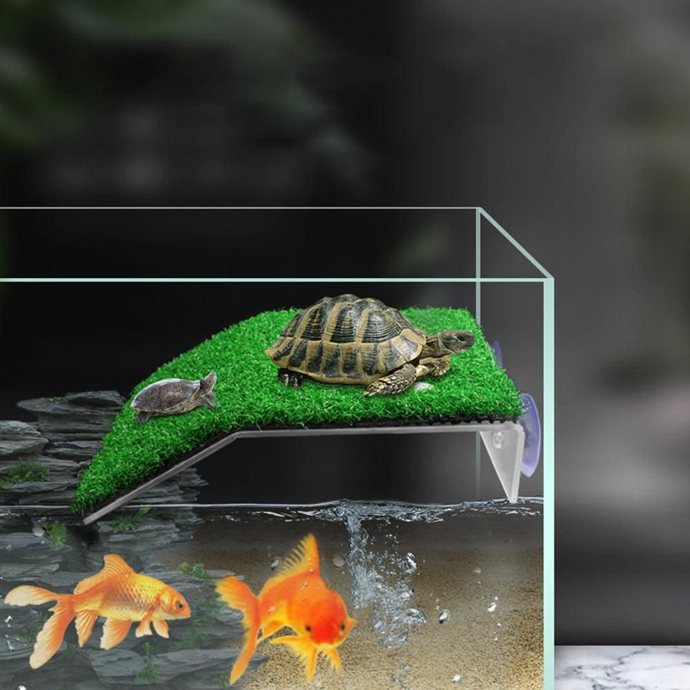 Turtle Basking Platform Simulation Grass Turtle Ramp for Fish Tank Aquarium - S V1263-JX-6803-1