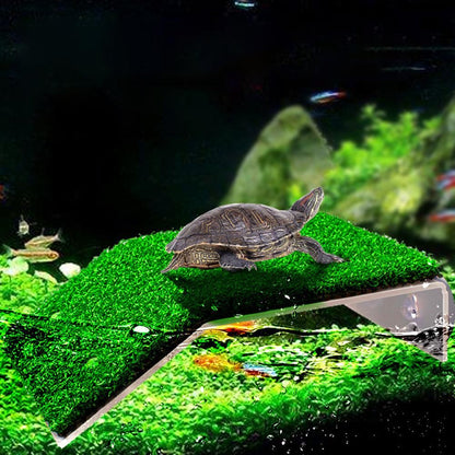 Turtle Basking Platform Simulation Grass Turtle Ramp for Fish Tank Aquarium - S V1263-JX-6803-1