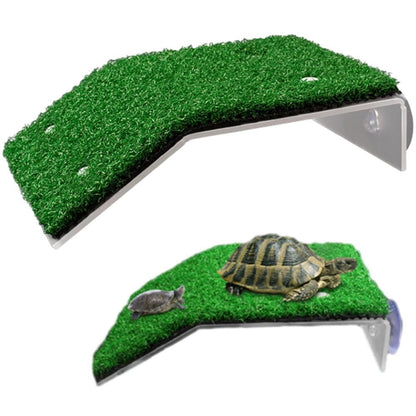 Turtle Basking Platform Simulation Grass Turtle Ramp for Fish Tank Aquarium - M V1263-JX-6803-2