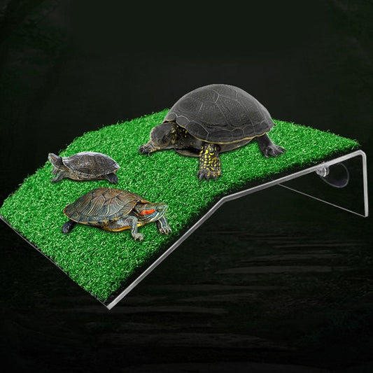 Turtle Basking Platform Simulation Grass Turtle Ramp for Fish Tank Aquarium - M V1263-JX-6803-2