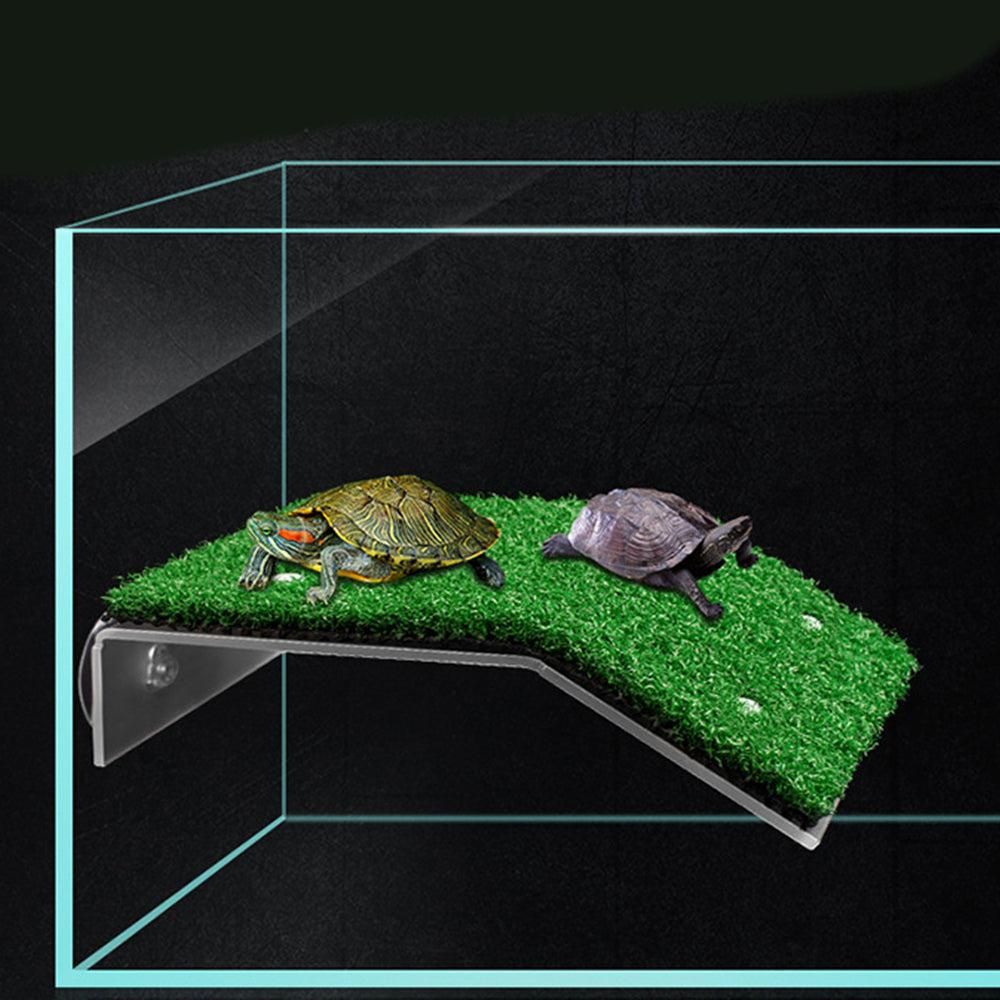 Turtle Basking Platform Simulation Grass Turtle Ramp for Fish Tank Aquarium - L V1263-JX-6803-3