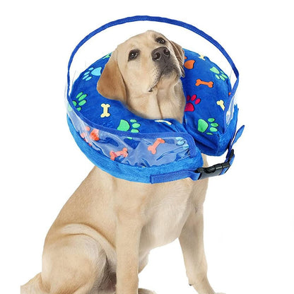 Soft Inflatable Pet Dog Cone Collar Anti Licking Scratching Blue - M V1263-JX-6804-2