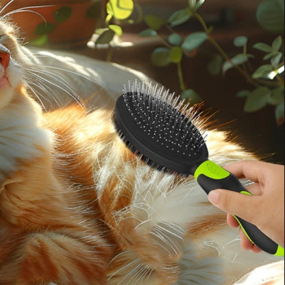 2PCS Pet Grooming Tools Double-Sided Brush for Shedding and Bathing for Short/Long Haired Dogs Cats Green V1263-JX-6807