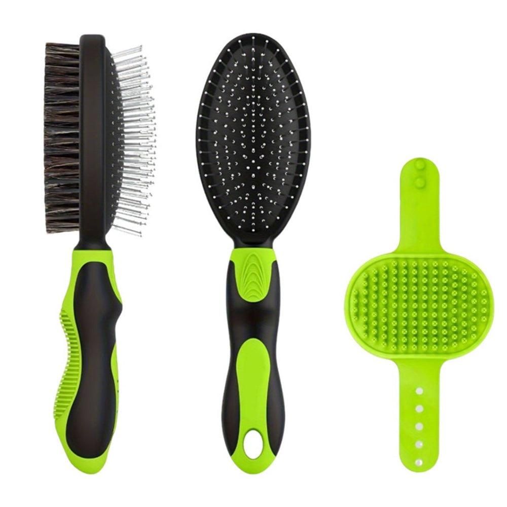 2PCS Pet Grooming Tools Double-Sided Brush for Shedding and Bathing for Short/Long Haired Dogs Cats Green V1263-JX-6807
