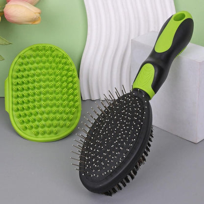 2PCS Pet Grooming Tools Double-Sided Brush for Shedding and Bathing for Short/Long Haired Dogs Cats Green V1263-JX-6807