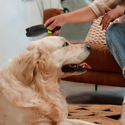 2PCS Pet Grooming Tools Double-Sided Brush for Shedding and Bathing for Short/Long Haired Dogs Cats Green V1263-JX-6807