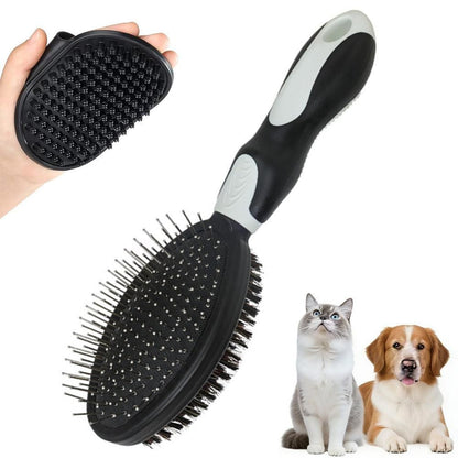 2PCS Pet Grooming Tools Double-Sided Brush for Shedding and Bathing for Short/Long Haired Dogs Cats Green V1263-JX-6807