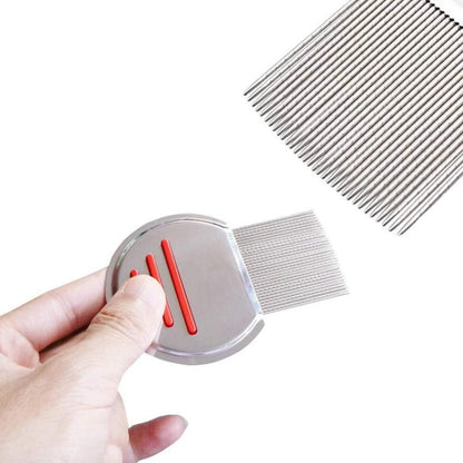 Stainless Steel Pet Flea Comb Fine Tooth Grooming Tool Red V1263-JX-6808