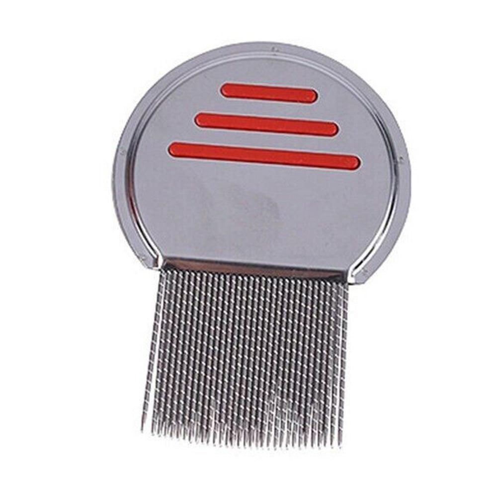 Stainless Steel Pet Flea Comb Fine Tooth Grooming Tool Red V1263-JX-6808