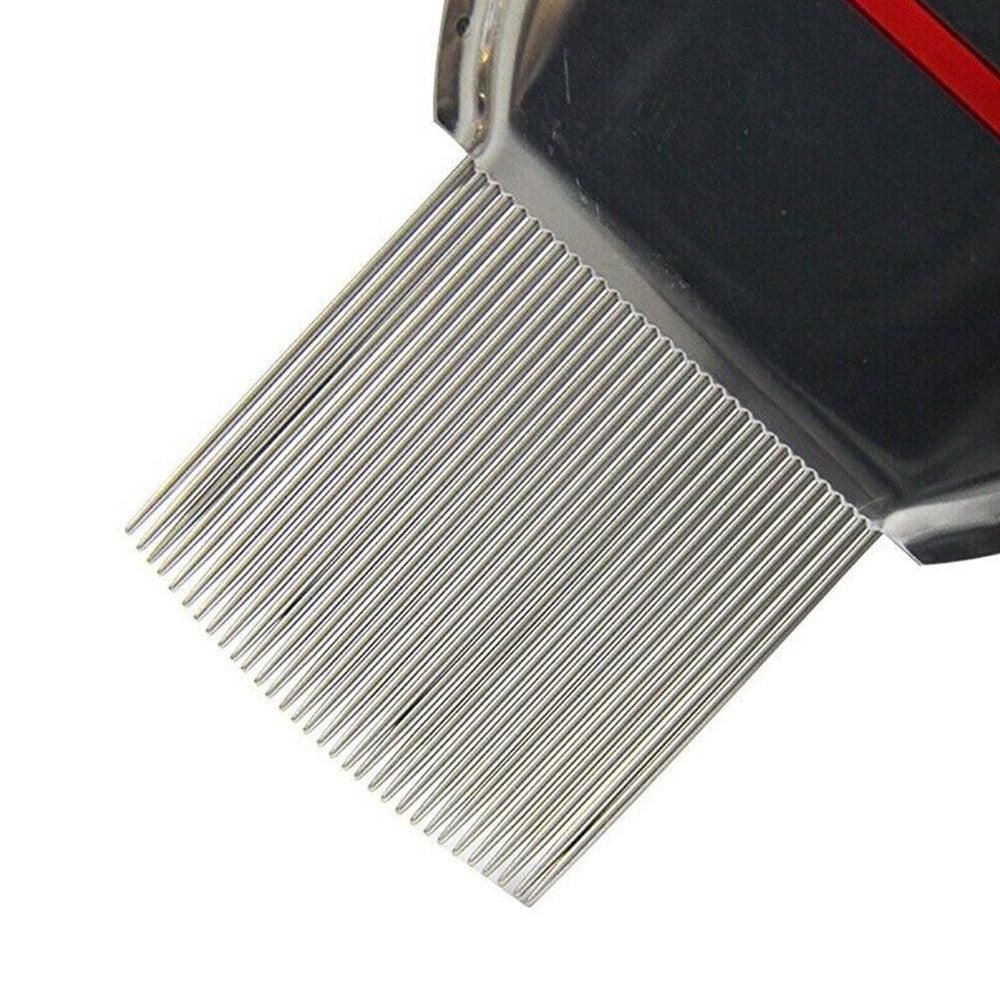 Stainless Steel Pet Flea Comb Fine Tooth Grooming Tool Red V1263-JX-6808