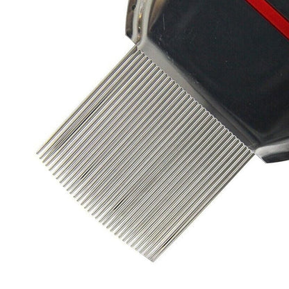 Stainless Steel Pet Flea Comb Fine Tooth Grooming Tool Red V1263-JX-6808