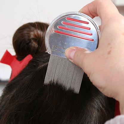 Stainless Steel Pet Flea Comb Fine Tooth Grooming Tool Red V1263-JX-6808