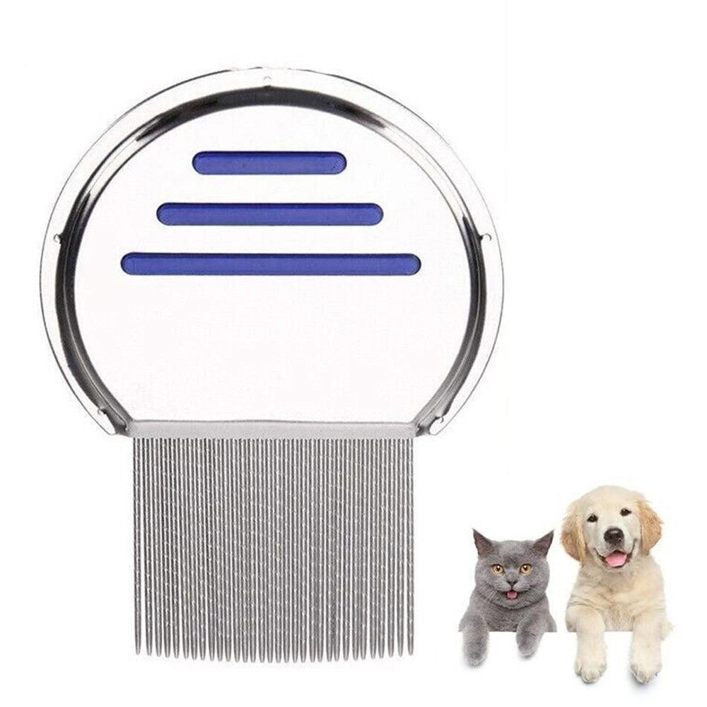 Stainless Steel Pet Flea Comb Fine Tooth Grooming Tool Red V1263-JX-6808