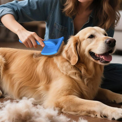 2-Piece Dog Slicker Brush & Comb Set for Grooming & Detangling Blue V1263-JX-6817