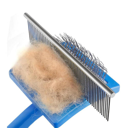 2-Piece Dog Slicker Brush & Comb Set for Grooming & Detangling Blue V1263-JX-6817