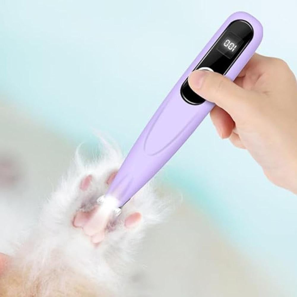 Cordless Pet Paw Trimmer with LED Light Rechargeable Grooming Tool for Dog Cat Purple V1263-JX-6819
