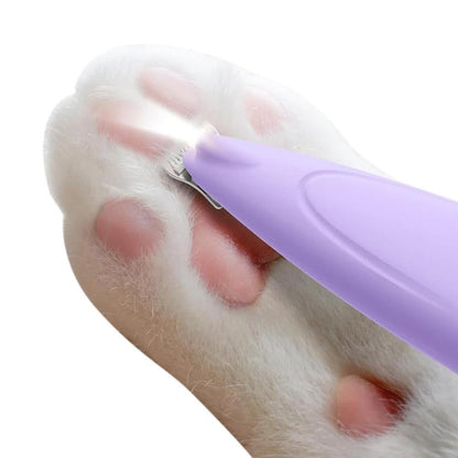 Cordless Pet Paw Trimmer with LED Light Rechargeable Grooming Tool for Dog Cat Purple V1263-JX-6819