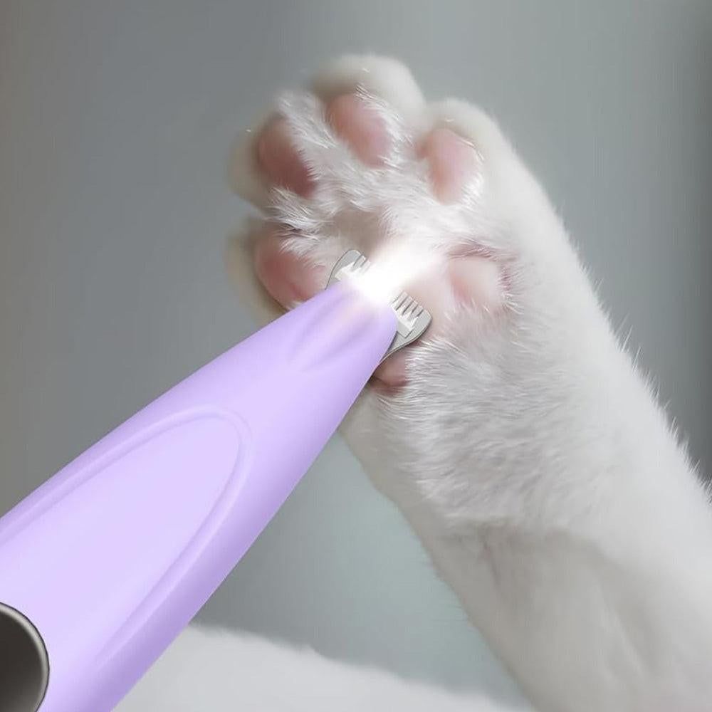 Cordless Pet Paw Trimmer with LED Light Rechargeable Grooming Tool for Dog Cat Purple V1263-JX-6819