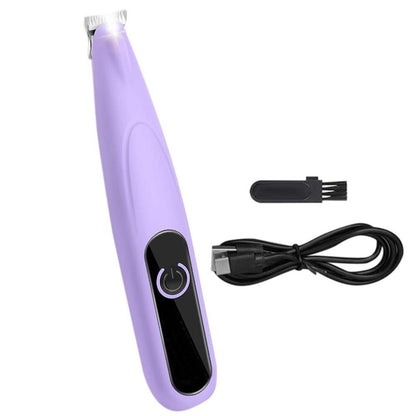 Cordless Pet Paw Trimmer with LED Light Rechargeable Grooming Tool for Dog Cat Purple V1263-JX-6819