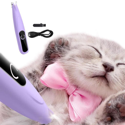 Cordless Pet Paw Trimmer with LED Light Rechargeable Grooming Tool for Dog Cat Purple V1263-JX-6819