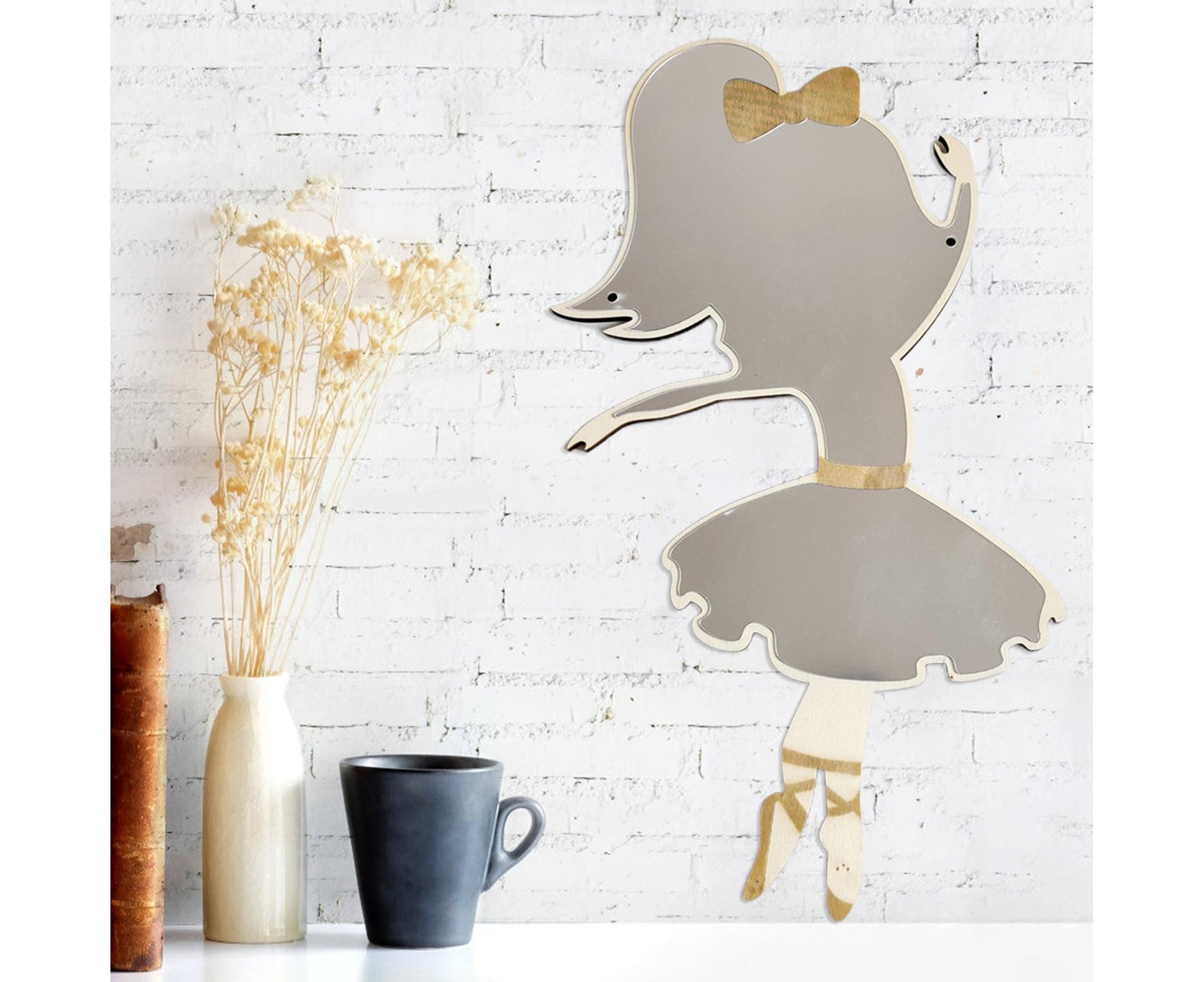 Ballet Girl Wall Mirror-Natural V1263-JX-682