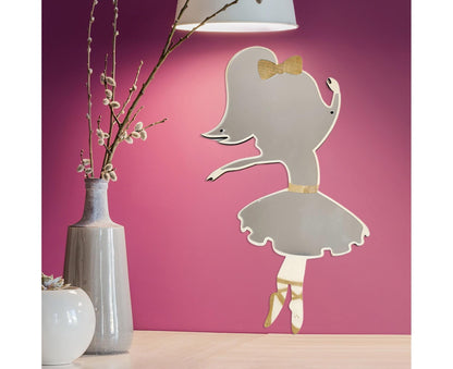 Ballet Girl Wall Mirror-Natural V1263-JX-682