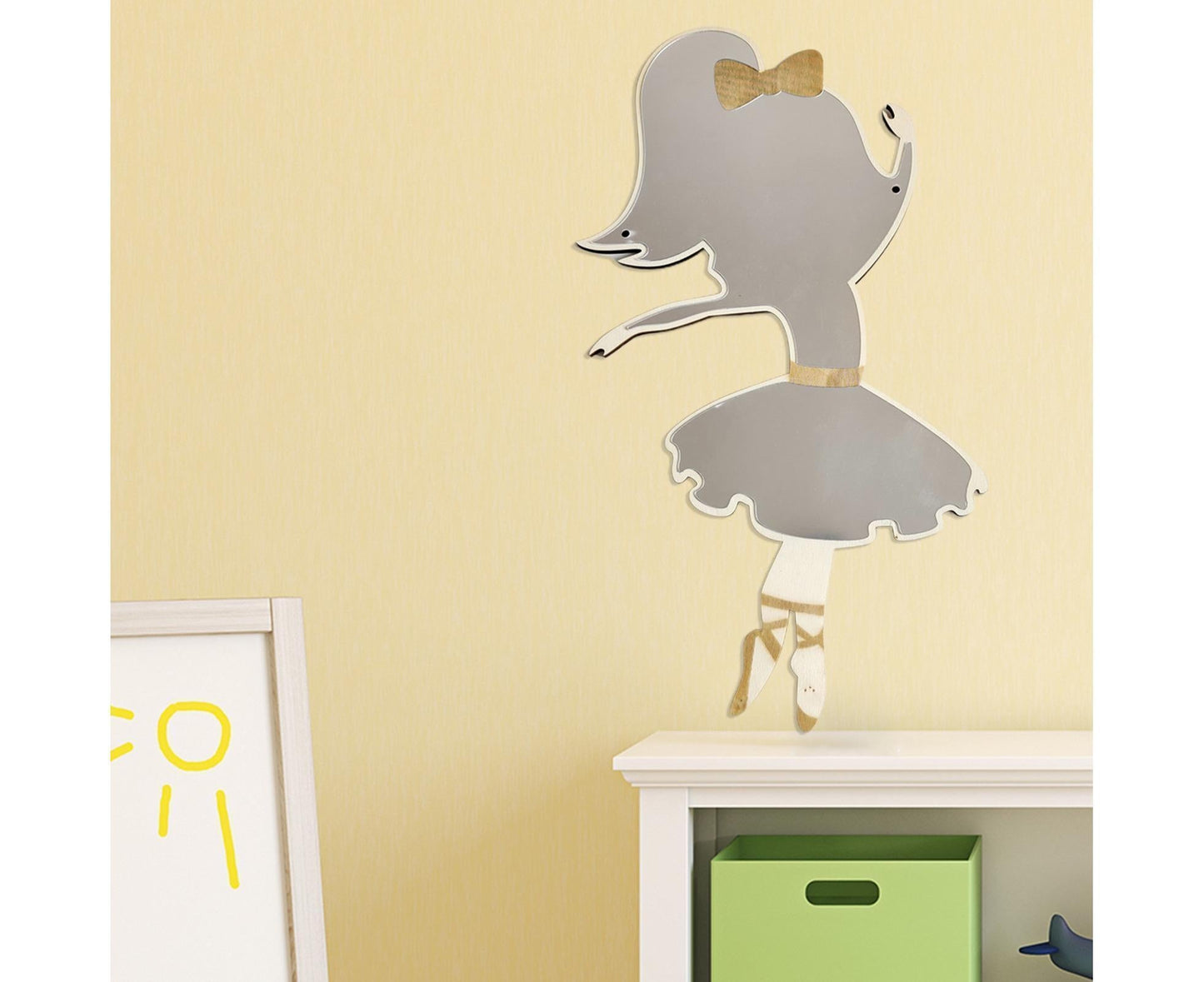 Ballet Girl Wall Mirror-Natural V1263-JX-682