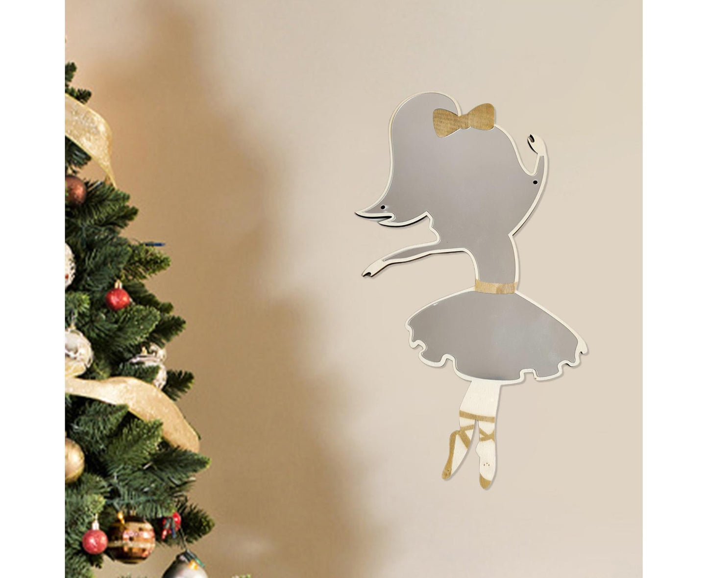 Ballet Girl Wall Mirror-Natural V1263-JX-682