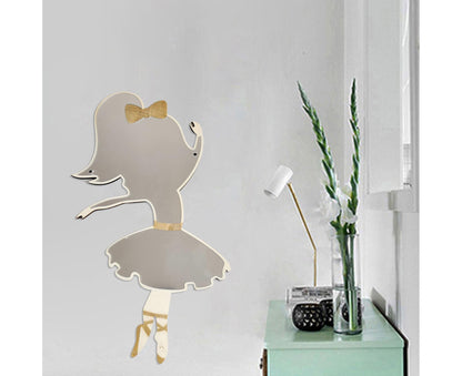 Ballet Girl Wall Mirror-Natural V1263-JX-682
