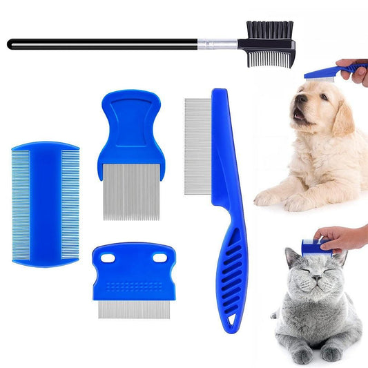 5 Pcs Set Flea Lice Comb for Pets Stainless Steel Dog Cat Dematting Grooming Combs V1263-JX-6820