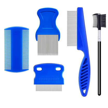 5 Pcs Set Flea Lice Comb for Pets Stainless Steel Dog Cat Dematting Grooming Combs V1263-JX-6820