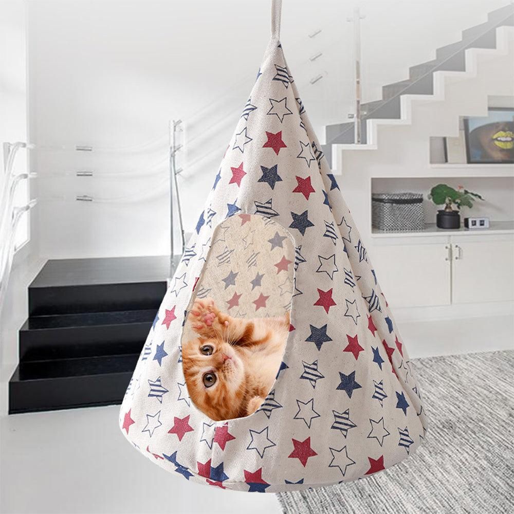 Pet Cat Tent Cone Hammock with Thick Mat Warm Cotton Cage Hanging Bed M-Star Style V1263-JX-6829