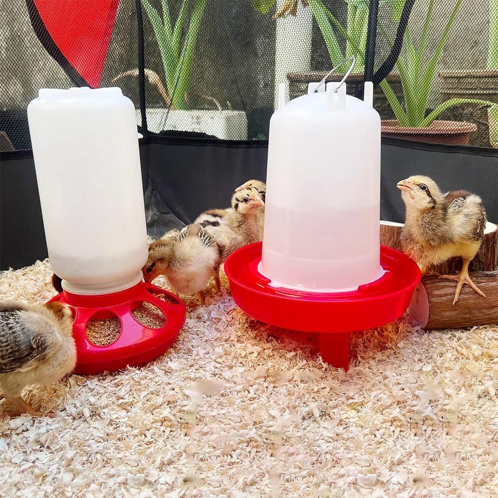1L Chick Food Feeder and 1.5L Chicken Water Feeder Kit for Chick Aviaries V1263-JX-6833