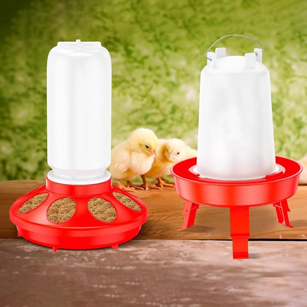 1L Chick Food Feeder and 1.5L Chicken Water Feeder Kit for Chick Aviaries V1263-JX-6833