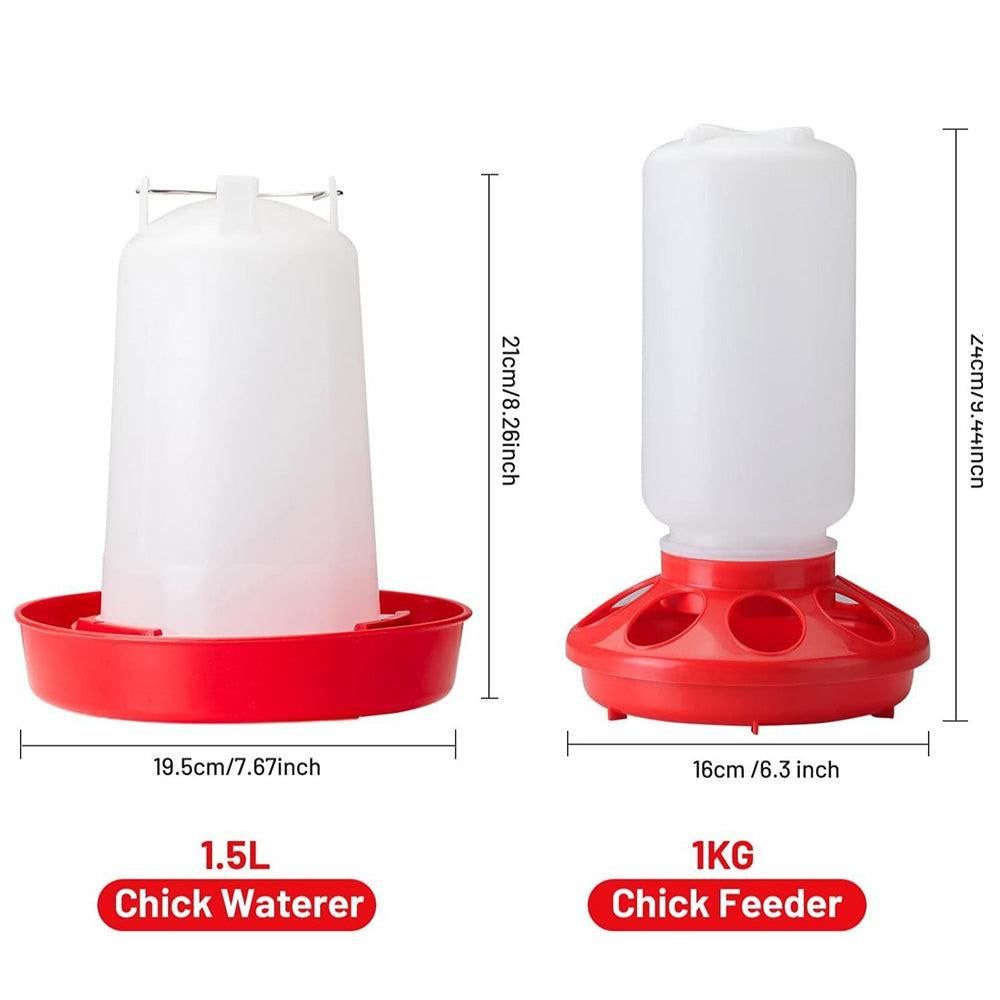 1L Chick Food Feeder and 1.5L Chicken Water Feeder Kit for Chick Aviaries V1263-JX-6833