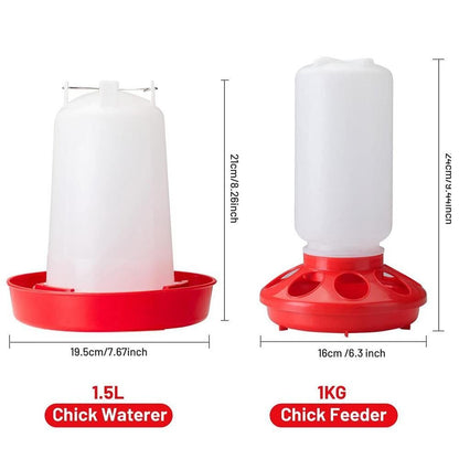 1L Chick Food Feeder and 1.5L Chicken Water Feeder Kit for Chick Aviaries V1263-JX-6833
