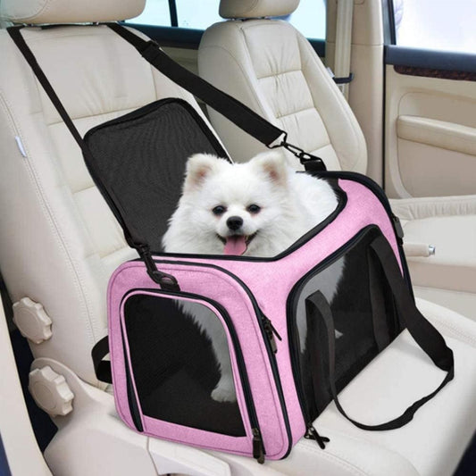 Foldable Travel Pet Carrier Bag Portable Cat Dog Kennel Bag Pink - L V1263-JX-6838-2