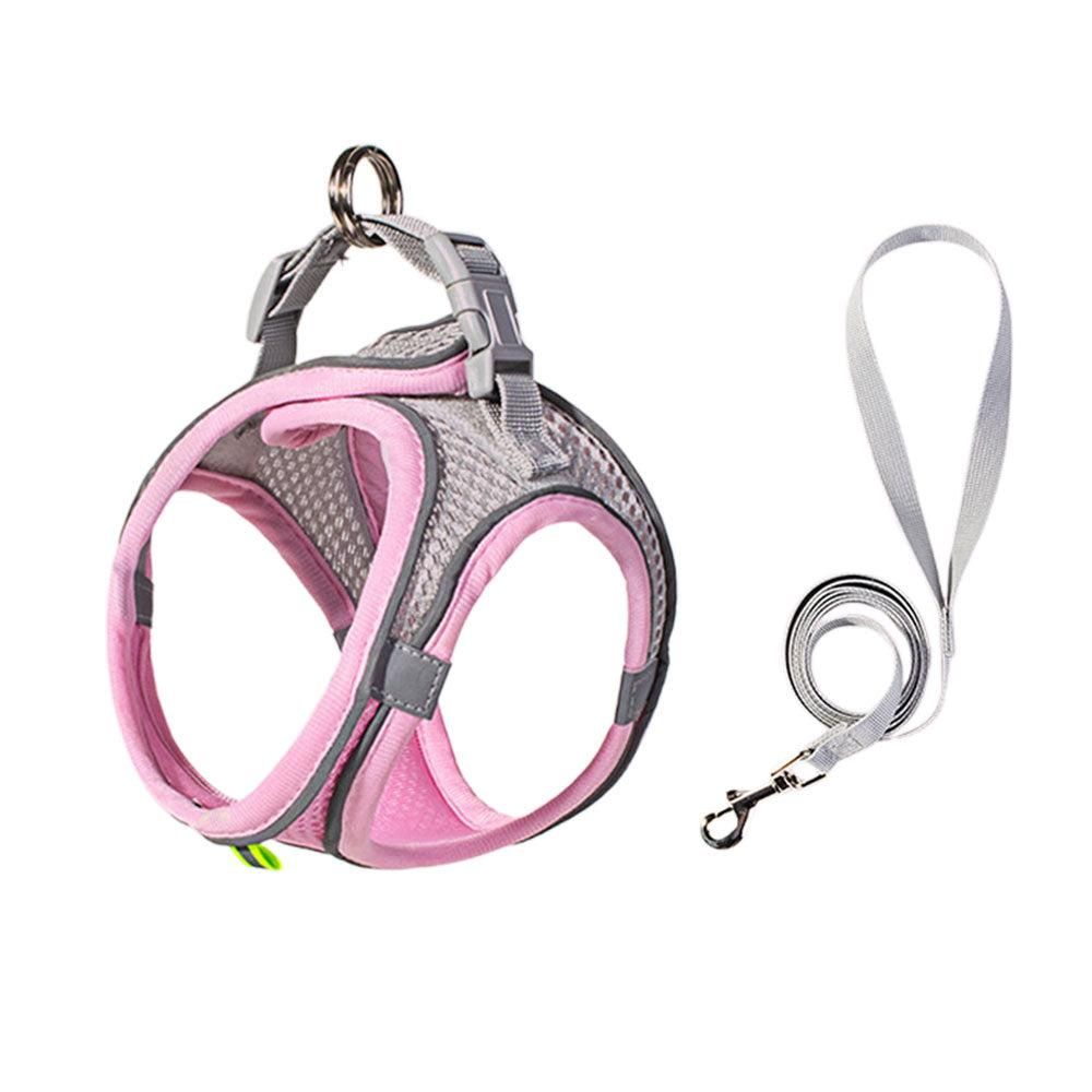 Pet Cat Harness and Leash Set Breathable Vest with Reflective Strip for Kitten Walking Traveling Orange - L V1263-JX-6840-3
