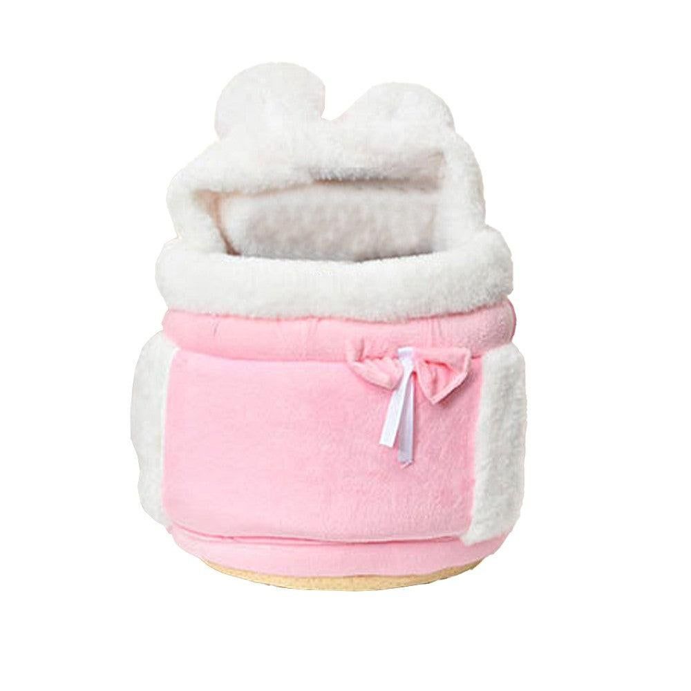 Plush Pet Carrier Backpack Pet Warm Bag with Hand Warmer Pocket Pink - M V1263-JX-6843-2