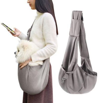 Adjustable Pet Dog Carrier Sling Bag Breathable Mesh Puppy Cat Carrier Khaki V1263-JX-6845