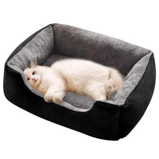 Rectangle Pet Bed for Dogs Cats Beds Warming Soft Calming Sleeping Puppy Bed Black - L V1263-JX-6846-2