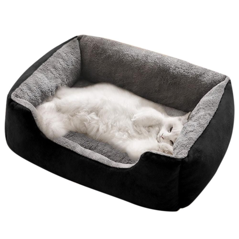 Rectangle Pet Bed for Dogs Cats Beds Warming Soft Calming Sleeping Puppy Bed Black - L V1263-JX-6846-2