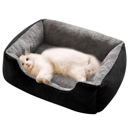 Rectangle Pet Bed for Dogs Cats Beds Warming Soft Calming Sleeping Puppy Bed Black - XL V1263-JX-6846-3