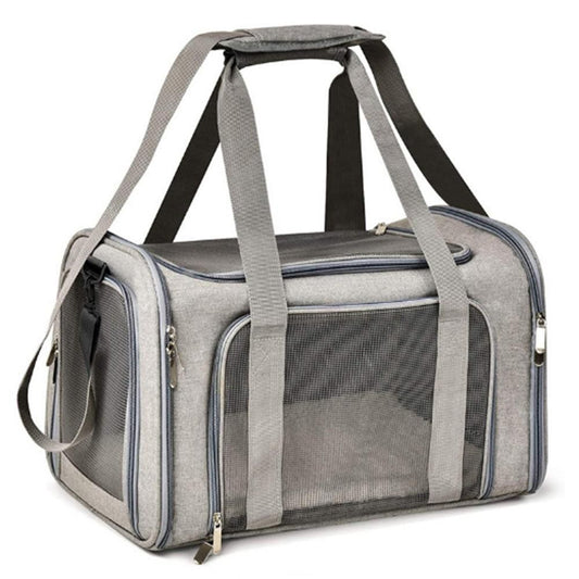 Foldable Travel Pet Carrier Bag Portable Cat Dog Kennel Bag Grey - L V1263-JX-6847-2