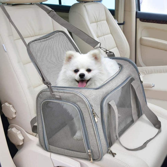 Foldable Travel Pet Carrier Bag Portable Cat Dog Kennel Bag Grey - L V1263-JX-6847-2