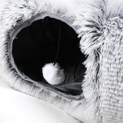 Plush Cat Tunnel with Cat Bed Pet Cat Tunnel Toys Gray V1263-JX-6852