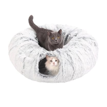 Plush Cat Tunnel with Cat Bed Pet Cat Tunnel Toys Gray V1263-JX-6852