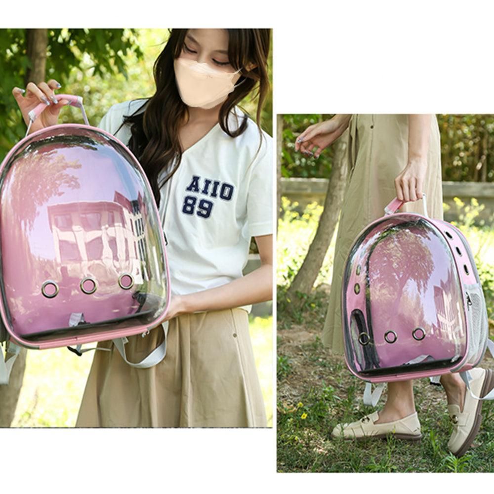 Expandable Travel Cat Backpack Carrier Polarized Tinted Bubble Window Pet Backpack Pink V1263-JX-6857