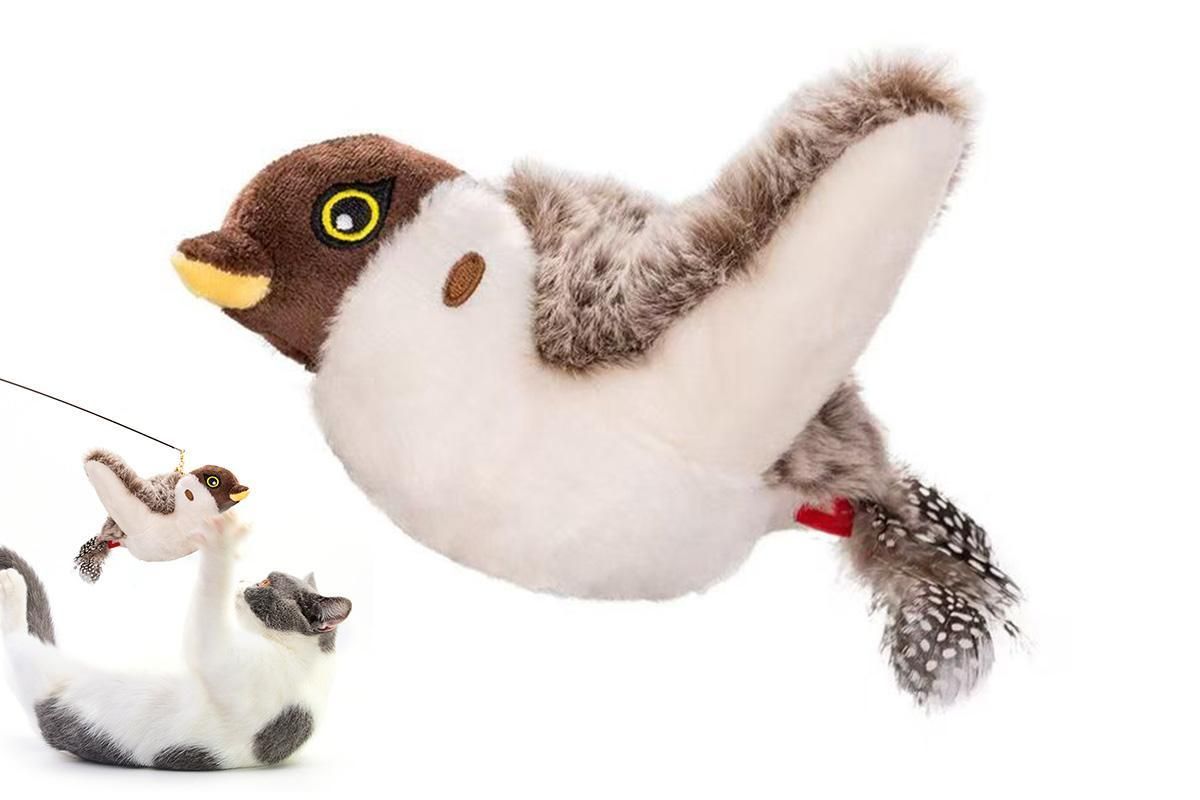 Interactive Cat Toy with Chirping Electronic Flying Bird for Indoor Cats V1263-JX-6861