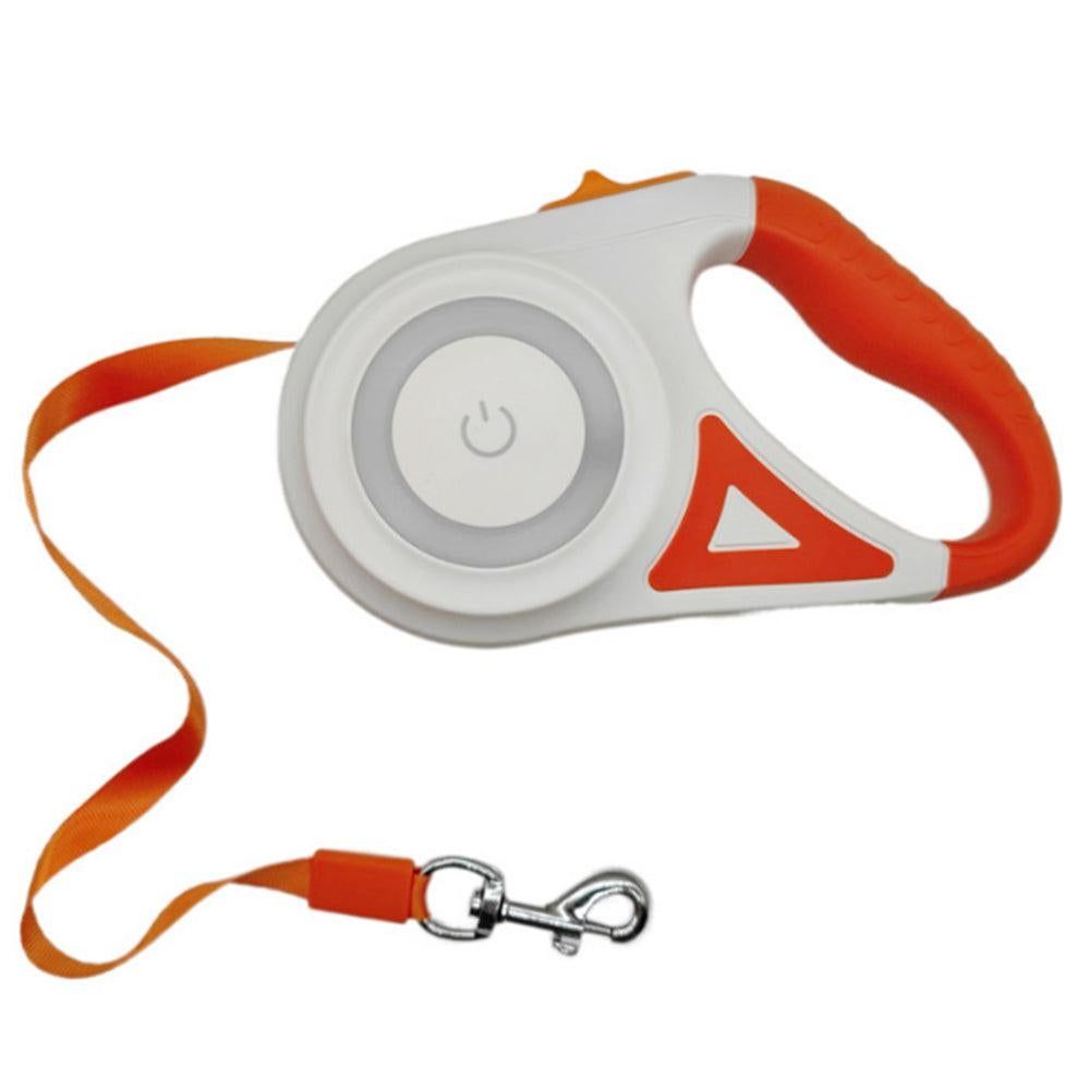 5M RGB Light Pet Leads Retractable Traction Rope Pet Cat Dog Leash Orange V1263-JX-6865